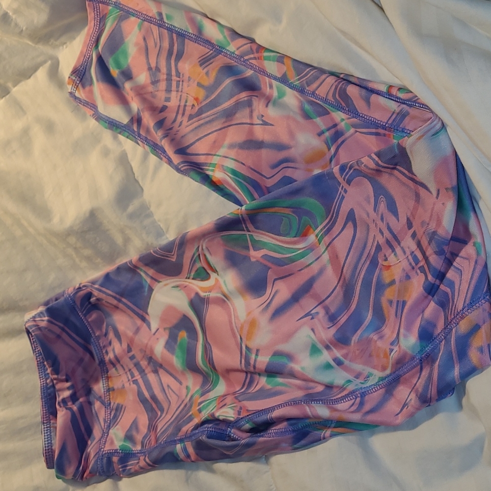 MTA Sports Girls XL colorful swirl purple Athletic spandex Leggings